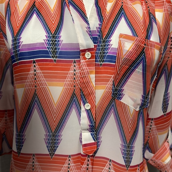 Boutique Style Blouse-3/4 Sleeve-V Neck Detail-Sz XS-PopOver Style-Polyester-EUC - Picture 4 of 14